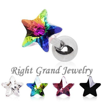 Custom Design 316L Steel Star Zircon Earring Fake Tragus Stud